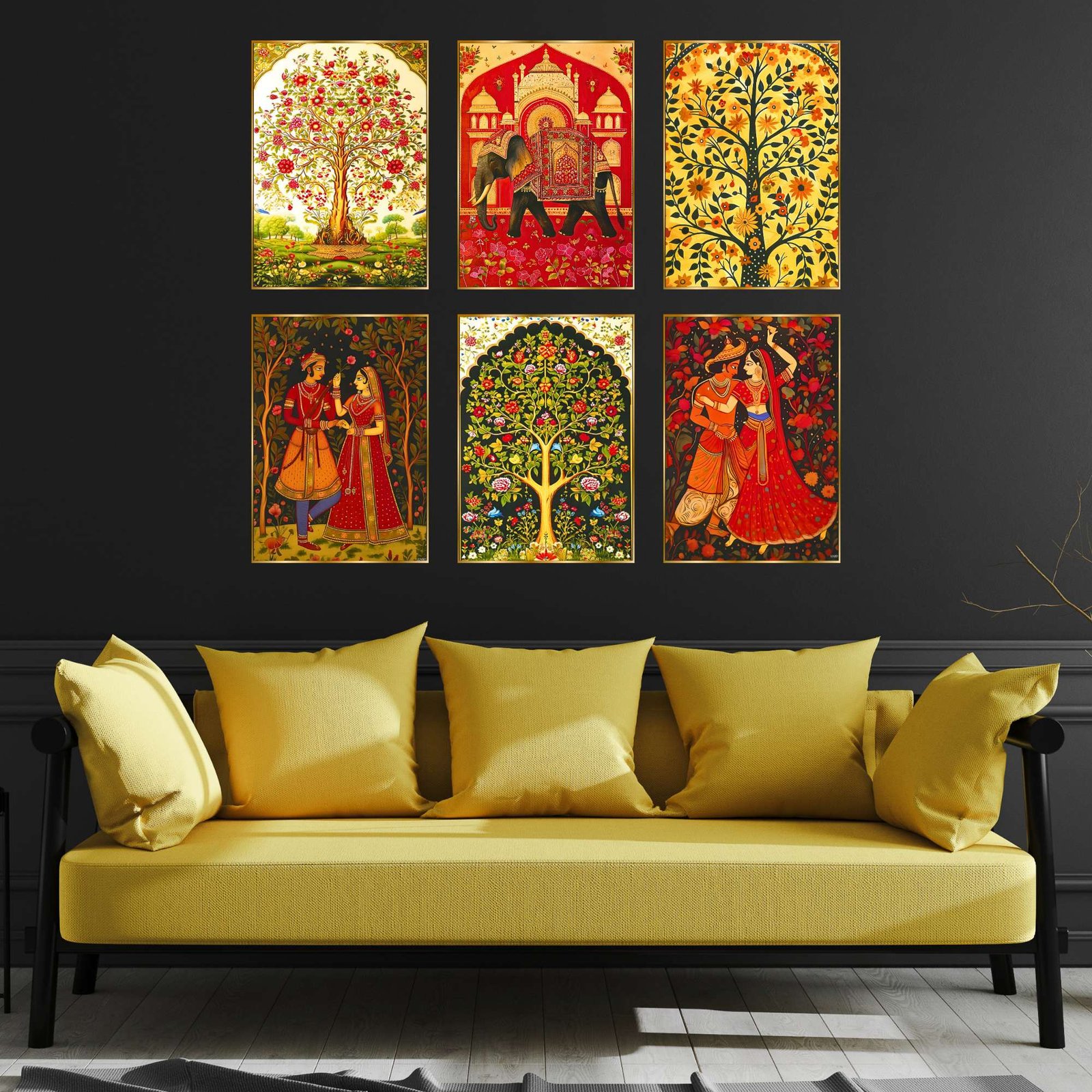 Set of Six Wall Paintings for Wall Dacoration Golden Framed Wall Paintings for Living Room & Bedroom Wall Art for Home Decoration & Office Wall Décor (17x13 inch CH-GD6-10) - Image 4